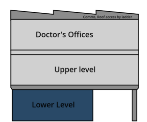 A Front View of future Construction plans, at this time only the ground level (excluding support pillar) has been built